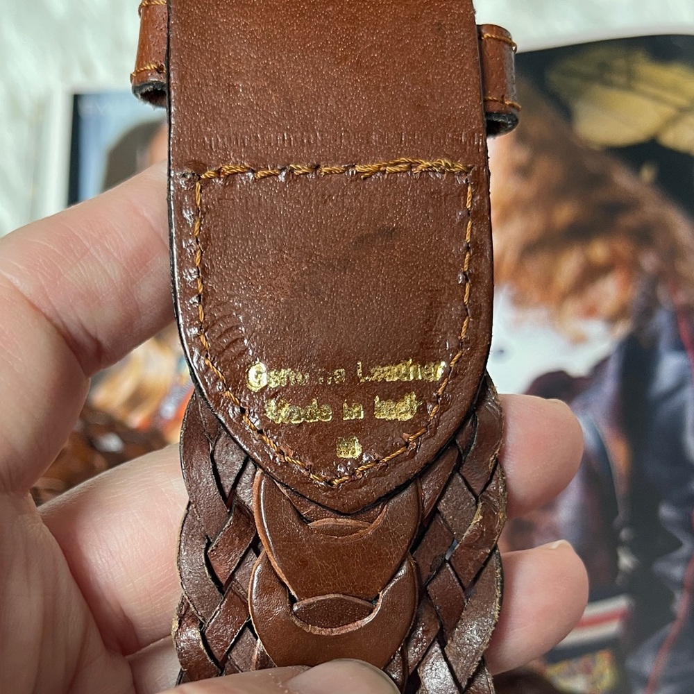Vintage Genuine Leather Chic Brown Braided Leather Belt - Picture 6 of 7